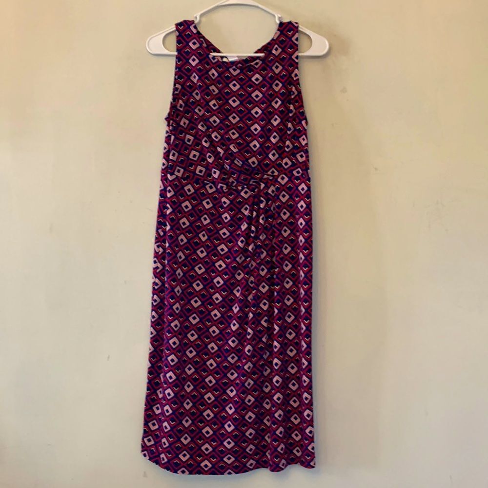 Motherhood Maternity sleeveless navy red dress Size S EUC